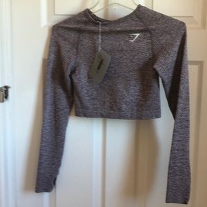 NWT Gymshark Basic Seamless LS Crop Top- S Purple